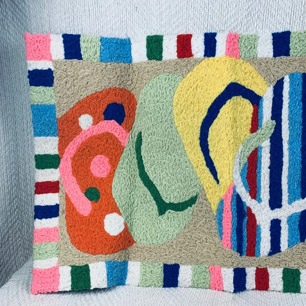 Jellybean Accent Rug Mat Multicolor Flip Flops Coastal Beach House Decor Welcome